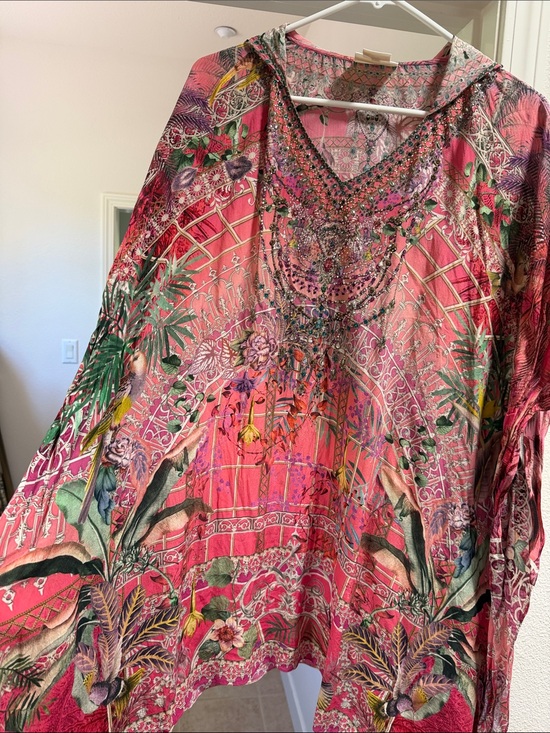 Camilla Other - Camilla Vibrant Pink Floral Embellished Swim Coverup